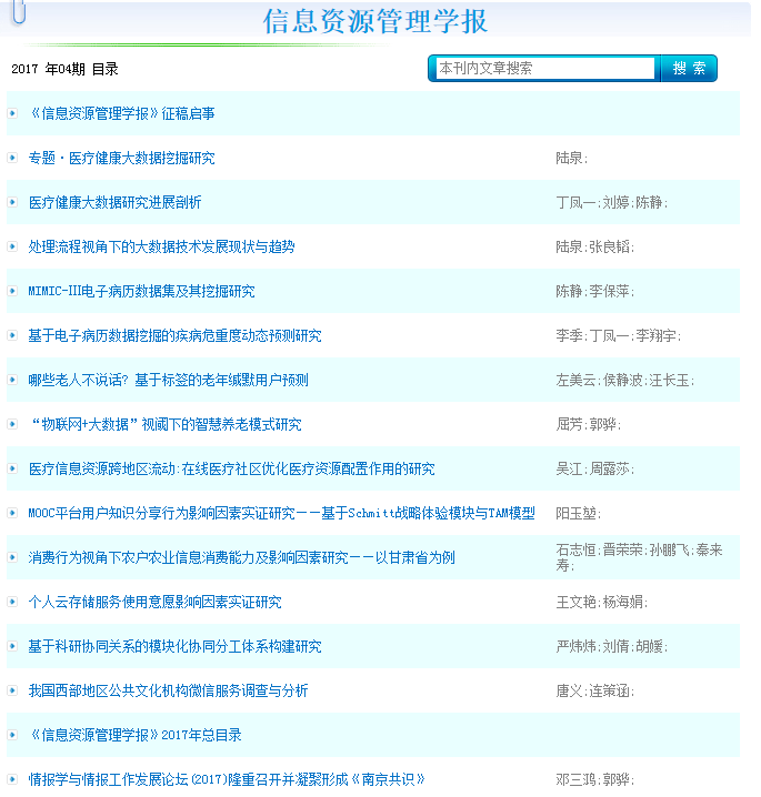 《信息資源管理學(xué)報(bào)》最新一期