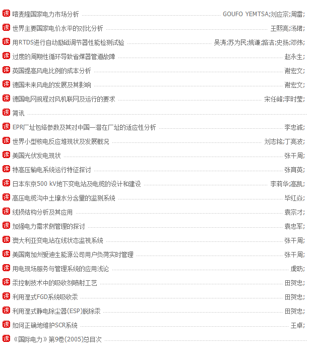 《國際電力》最新目錄