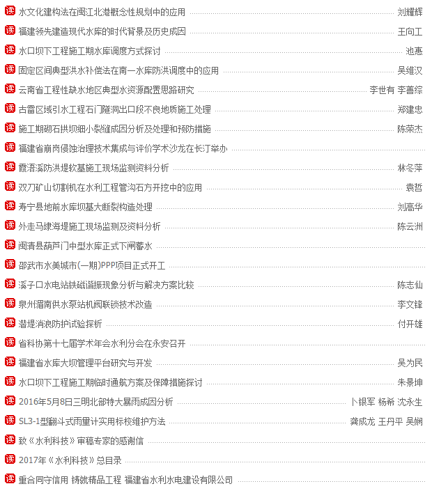 《水利科技》最新目錄