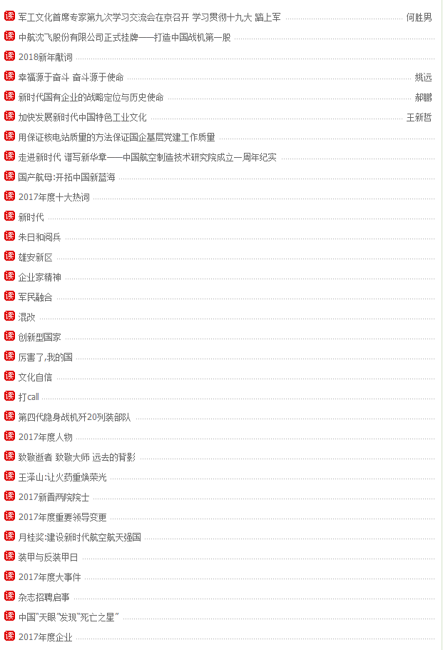 《軍工文化》最新目錄