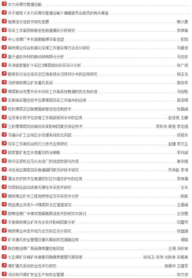 《水力采煤與管道運(yùn)輸》最新目錄 