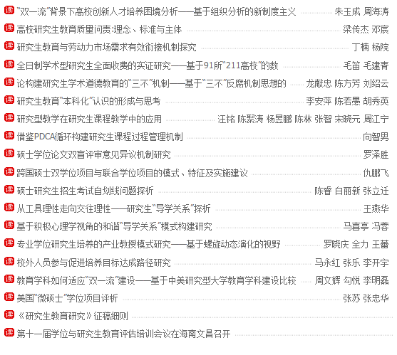 《研究生教育研究》最新目錄